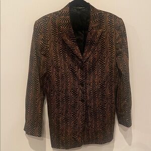 Chic Black and Brown Zigzag Blazer Linda Allard Ellen Tracy